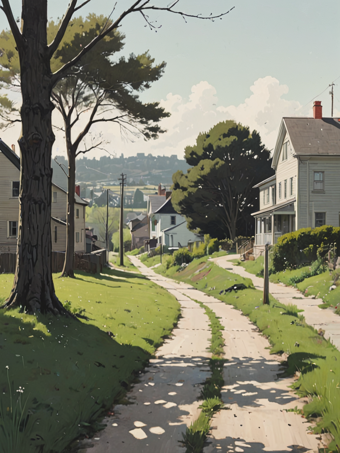 春天风景，超现实主义，Adrian Tomine 艺术，19 世纪风景插图