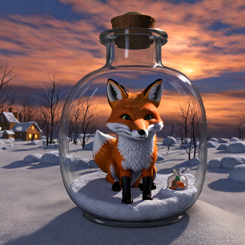 瓶子里的狐狸，冬天插图