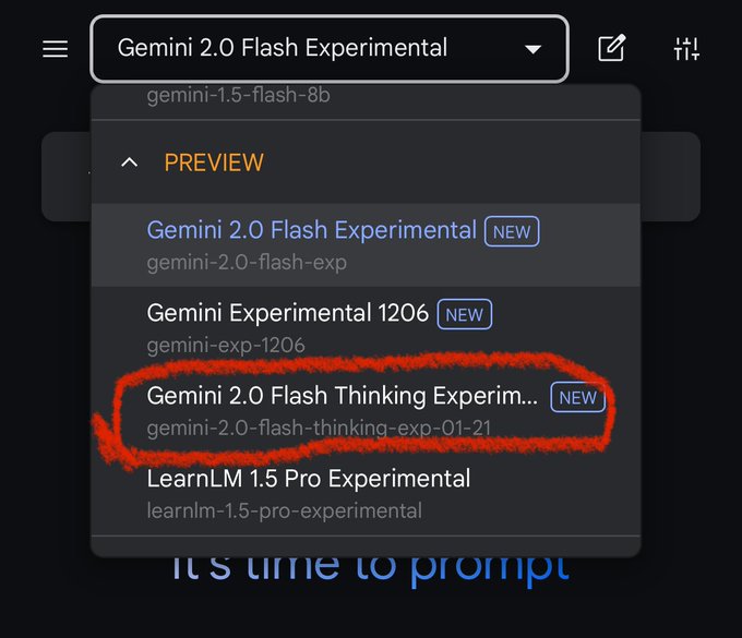 Google 发布新模型 Gemini 2.0 Flash Thinking EXP-01-21，在 AI Studio 中可免费体验插图