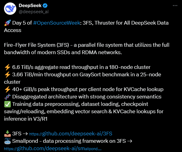 DeepSeek开源第五天，3FS，所有DeepSeek数据访问的推进器，使用现代SSD和RDMA网络的完整带宽的并行文件系统插图